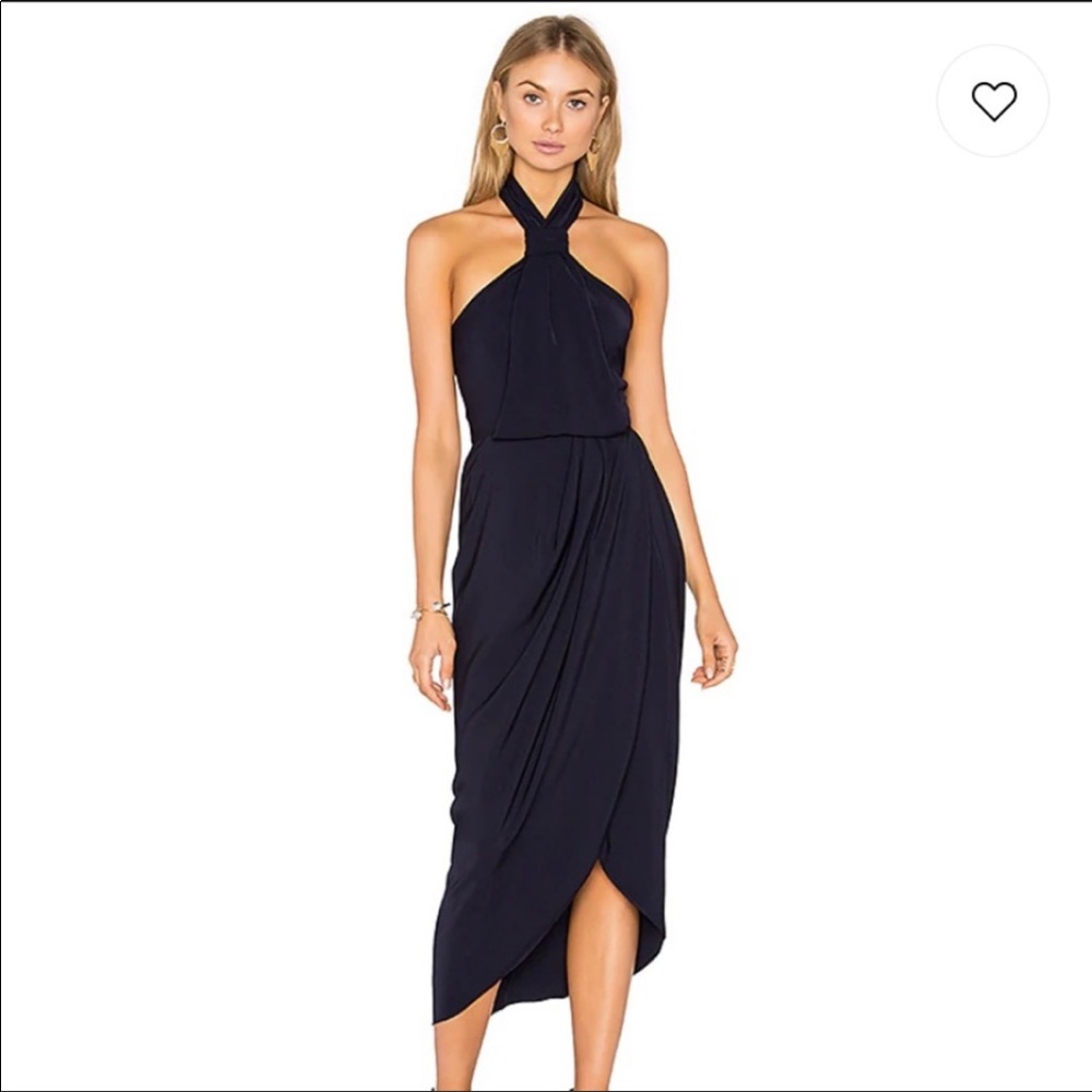 Shona Joy Knot Draped Dress in Navy